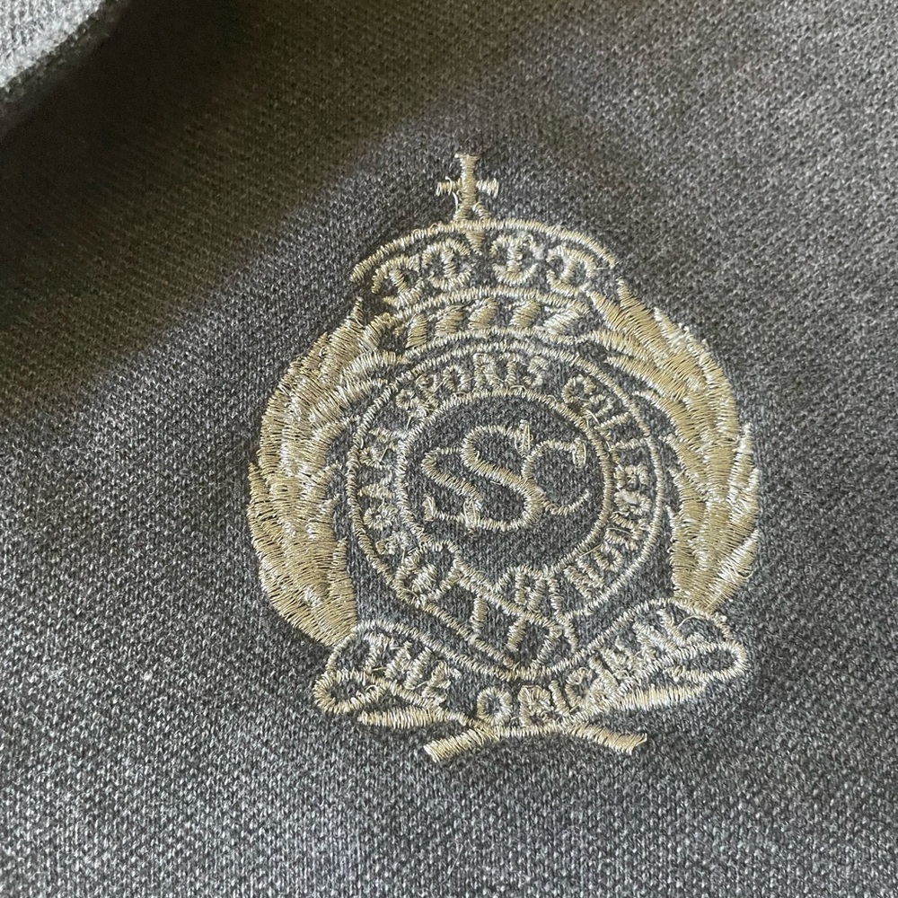 Vintage SCAPA SPORTS POLO TEAM #3 Long SLEEVE Collared SHIRT SIZE Medium M Gray - Picture 2 of 11